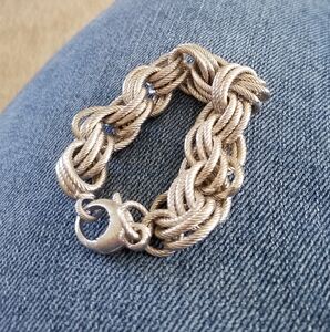 Elegant Silver Chain Bracelet GILI Bronzo Italia Bold Textured Rolo Bracelet